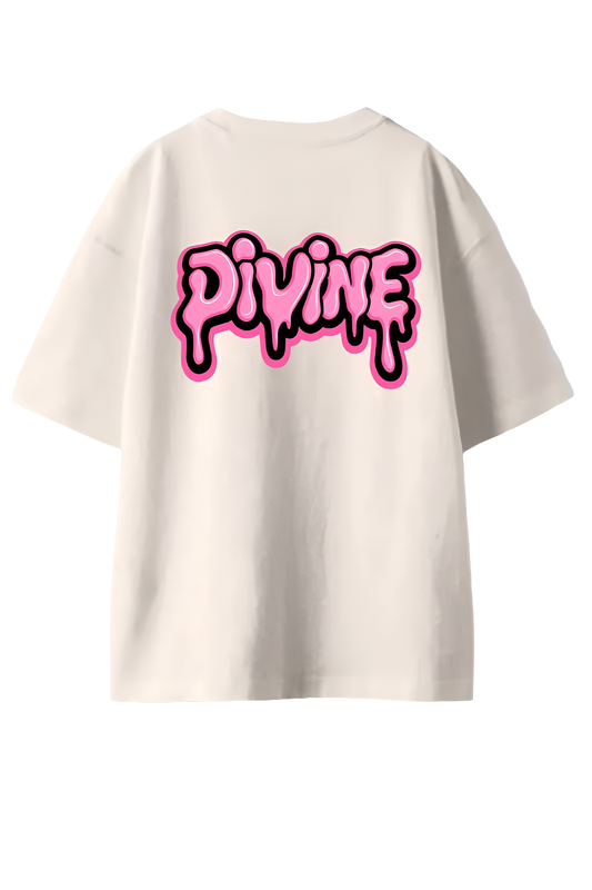 "Divine Graffiti Oversized Cream T-Shirt"